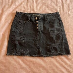 American Eagle Outfitters Charcoal Distressed Mini Skirt